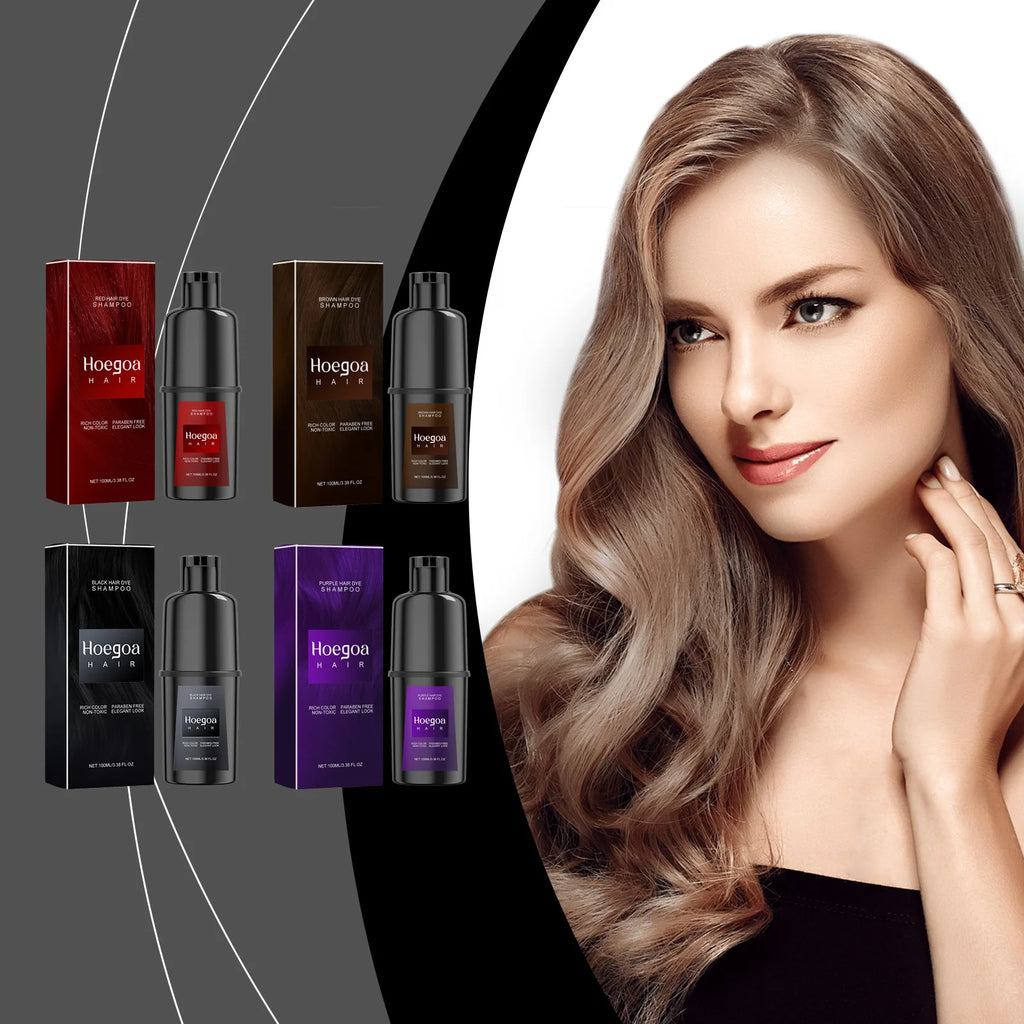 HOEGOA Herbal Hair Dye Shampoo – Red, Purple, Brown, Black Hair Dye Shampoo Zpaxo