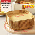 Disposable Paper Air Fryer Square Round Baking Paper Barbecue Plate NonStick Mat Kitchen Oven Oil Absorbing Paper Tool Zpaxo 50pcs-square