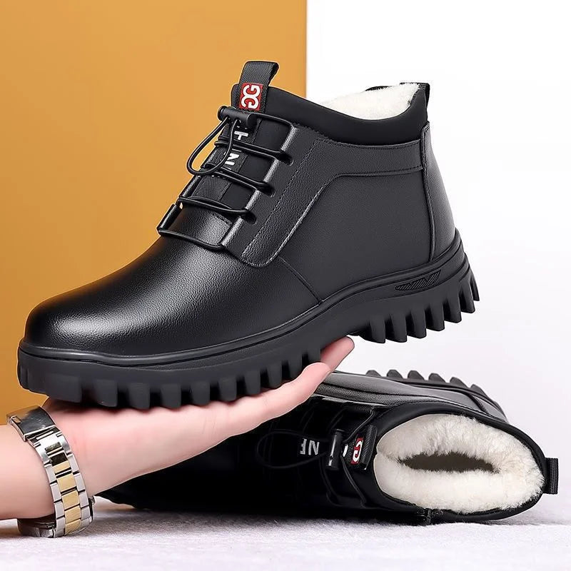 Men's Thickened Cotton Shoes Winter Cold Resistant Casual Wool Boots Zpaxo