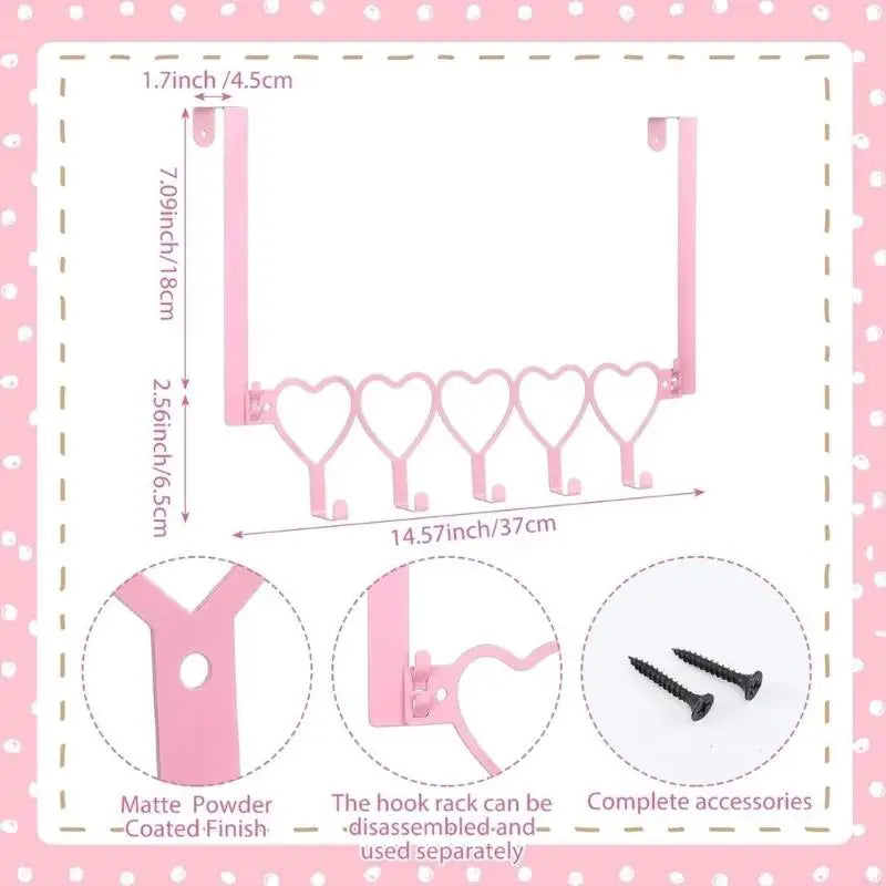 Multi Purpose Pink Metal Door Hanging Hook Clothes Bags Towels