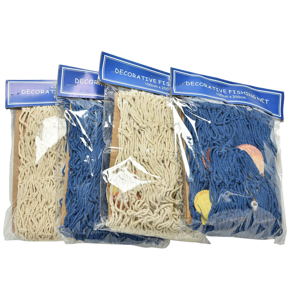 Fish Netting Decor Nautical Decorative Net Sea Shells Seaside Wall Zpaxo