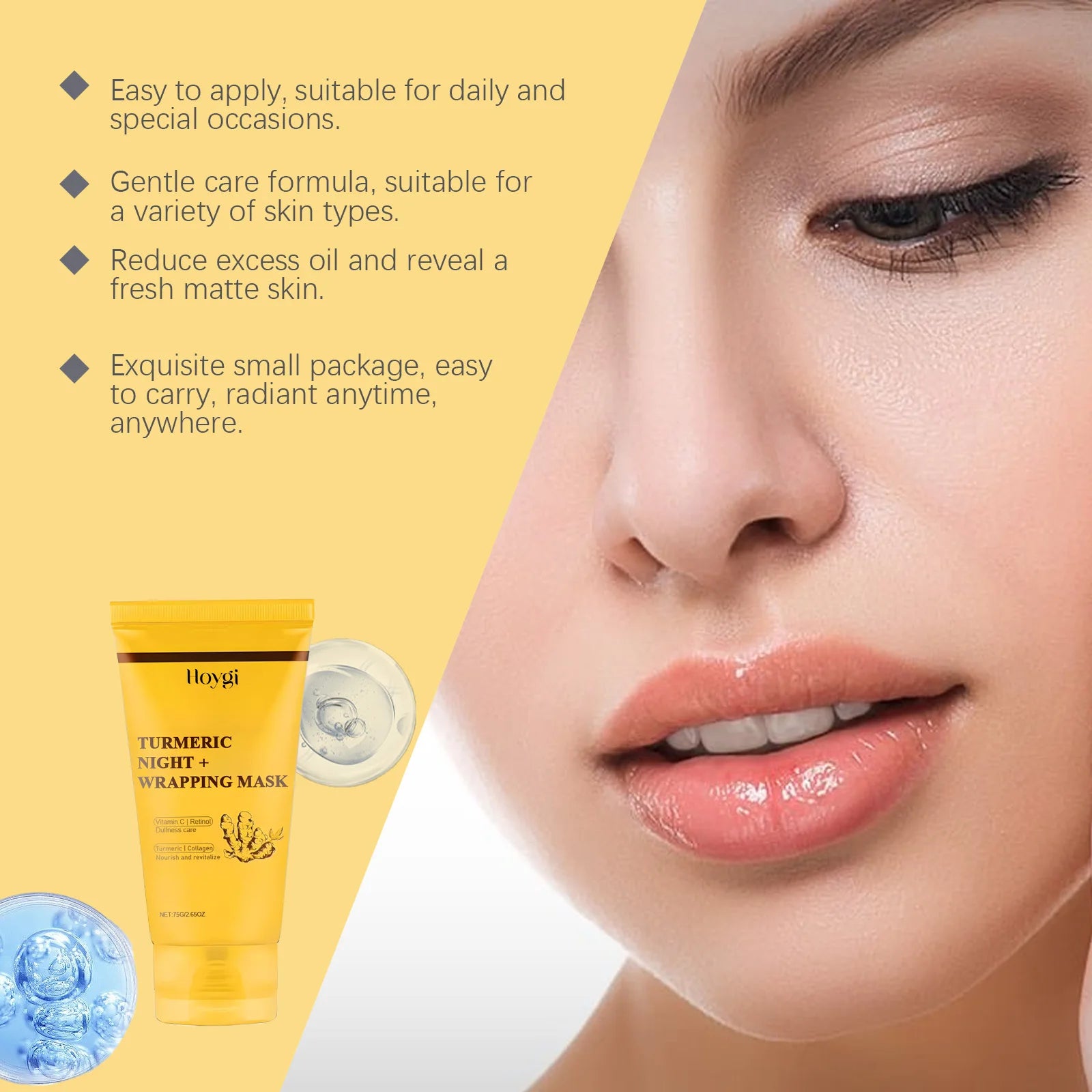Turmeric Peel Off Mask Vitamin C Retinol Collagen Face Mask for Skin Care Winter Skincare Deep Hydration Moisturizer Serum 75g Zpaxo