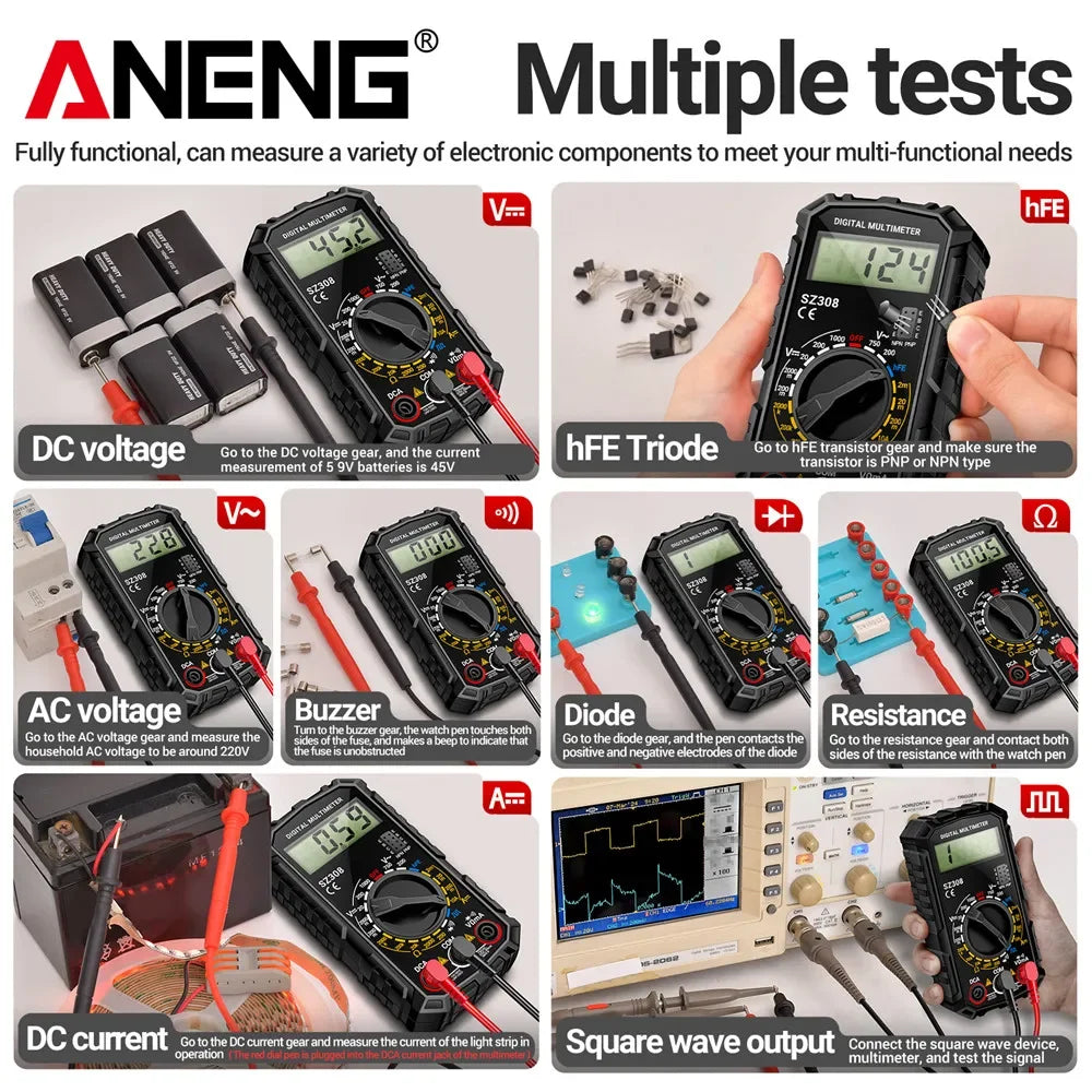 ANENG SZ308 Digital Voltage Resistance Meter AC DC Current Multimeter