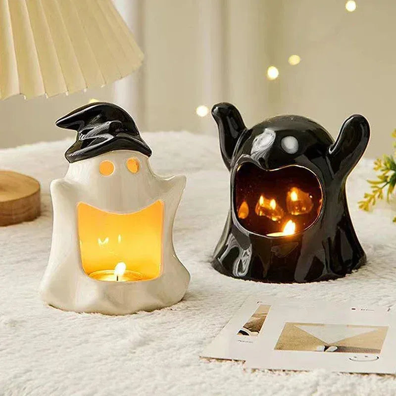 Cute Ghost Candle Holder Small Ornament Ceramic Ashtray Handmade