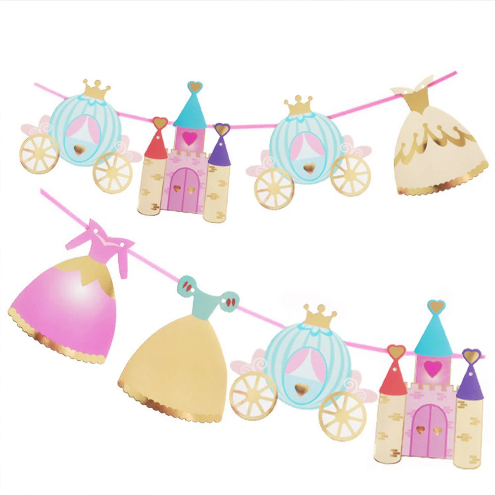 Birthday Hanging Banner Flower Daisy Smiling Face Fairy Princess Castle Banners for Girls Boys Adults Birthday Party Decoration Zpaxo