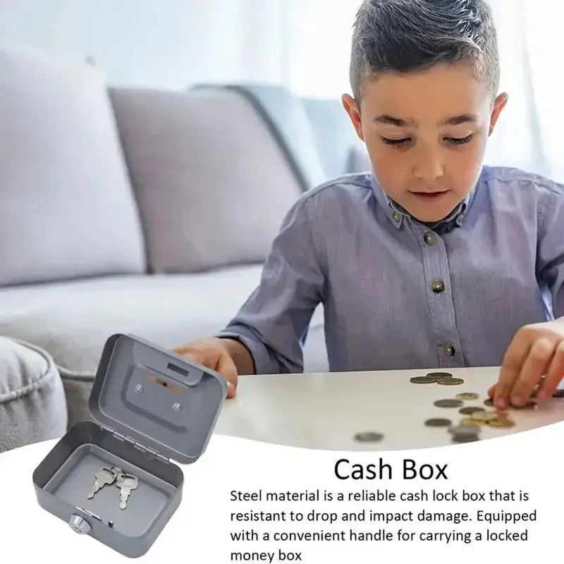 Money Boxes Lockable Keys Portable Made Metal Small Safety Lock