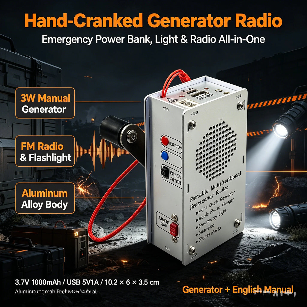 Hand Crank Emergency Backup Power Generator USB Charger with Radio Flashlight for Outdoor Camping Survival Equipment Zpaxo