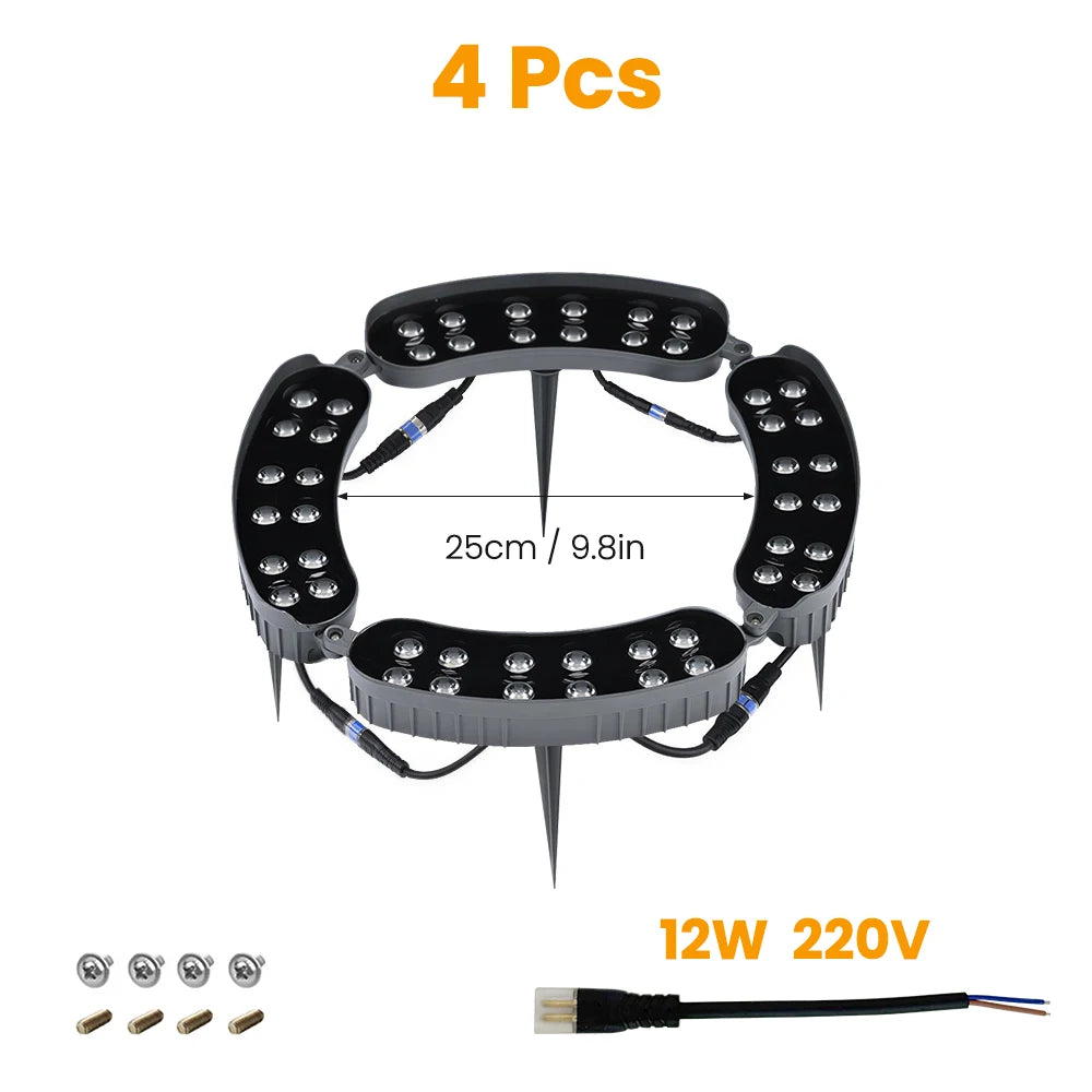 LED Tree Hugging Light Warm White IP65 Waterproof AC220V DIY Assemble Tree Spotlight with Ground Spike for Garden Courtyard Path Zpaxo 4pc