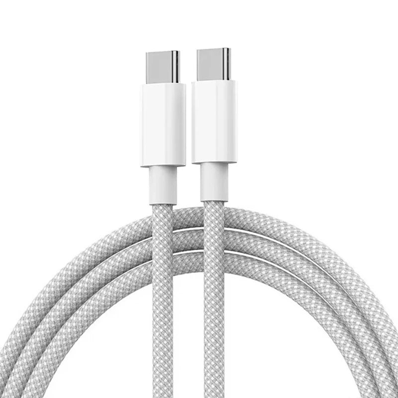 PD 60W USB C to USB C Cable Fast Charge Data Cable For Macbook iPad iPhone 15 Series Xiaomi Type C to Type C Data Charger Cable Zpaxo White 1m