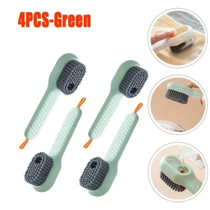 Fashion Multifunction Shoe Brush Soft Bristled Liquid Filled Up Wash Shoe Cleaning House Accessories Clean Kitchen Tools Zpaxo 4pcs-green