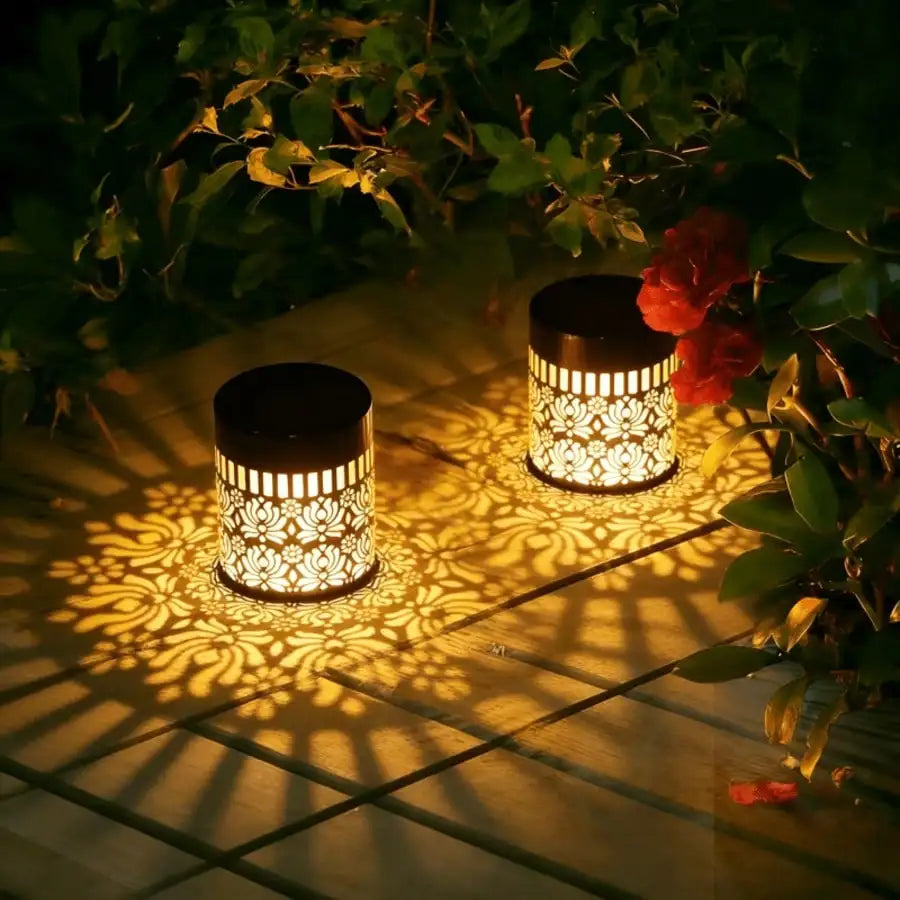 Solar-powered Lotus Peony Lamps Openwork Wrought Iron Garden
