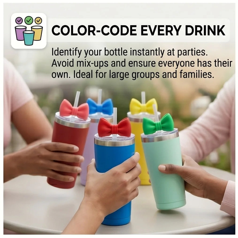 Cute Bow Straw Covers Tumblers Reusable Toppers Aesthetic Tips