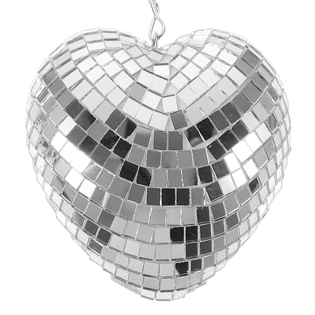 Sparkling Glass Heart Mirror Disco Ball Hanging Party Decoration Home