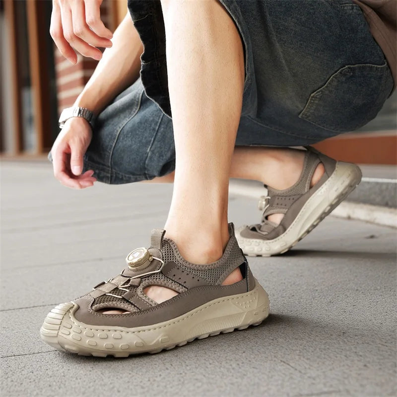 Summer Men Sandals Leather Mens Casual Shoes Outdoor Beach Roman