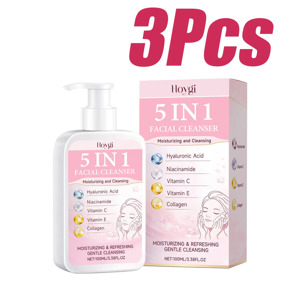 Hoygi 5-in-1 Facial Cleanser – Hydrating, Brightening Foam Facial Cleanser Zpaxo 3Pcs