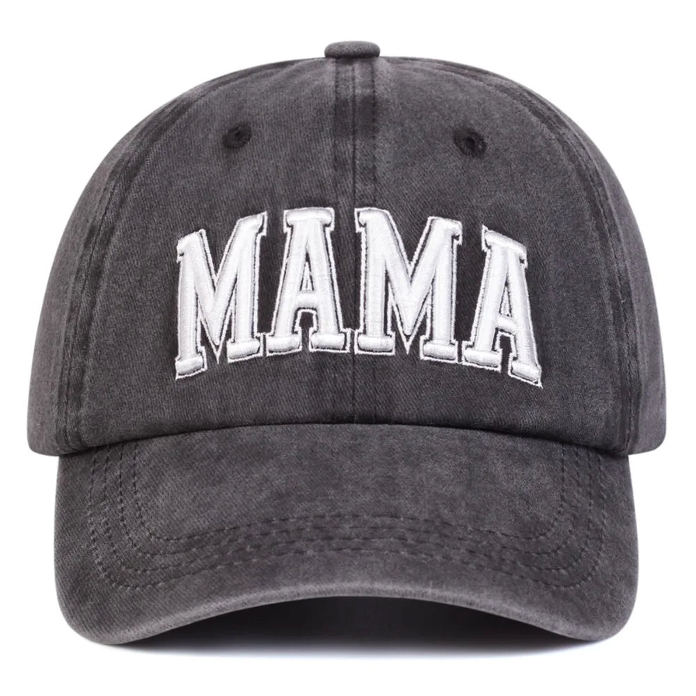 Fashion Washed Cotton MAMA MINI Embroidery Caps Adjustable Breathable Baseball Cap Vintage Outdoor Sunscreen Hats Zpaxo MAMA-Grey