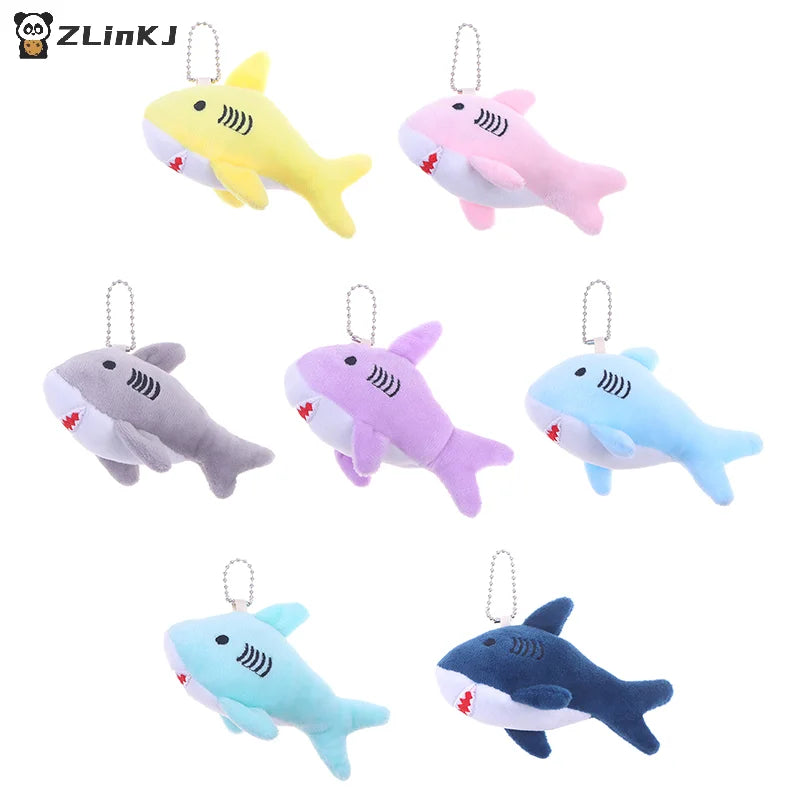 Cute Cartoon Stuffed Plush Shark Pendant Key Chain Ring Doll Toys Zpaxo