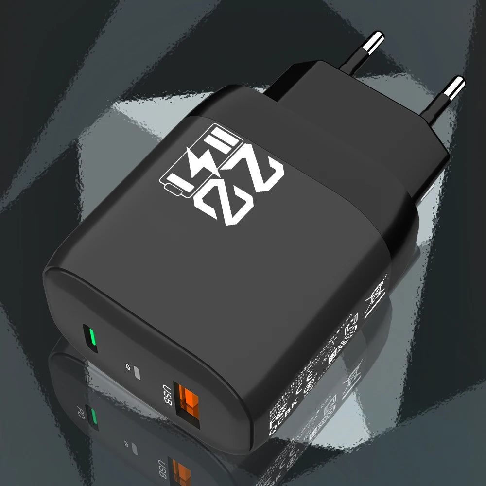 20W USB-C PD Fast Charger Dual Port Wall Adapter EU US Plug USB-C Wall Charger Zpaxo Black EU