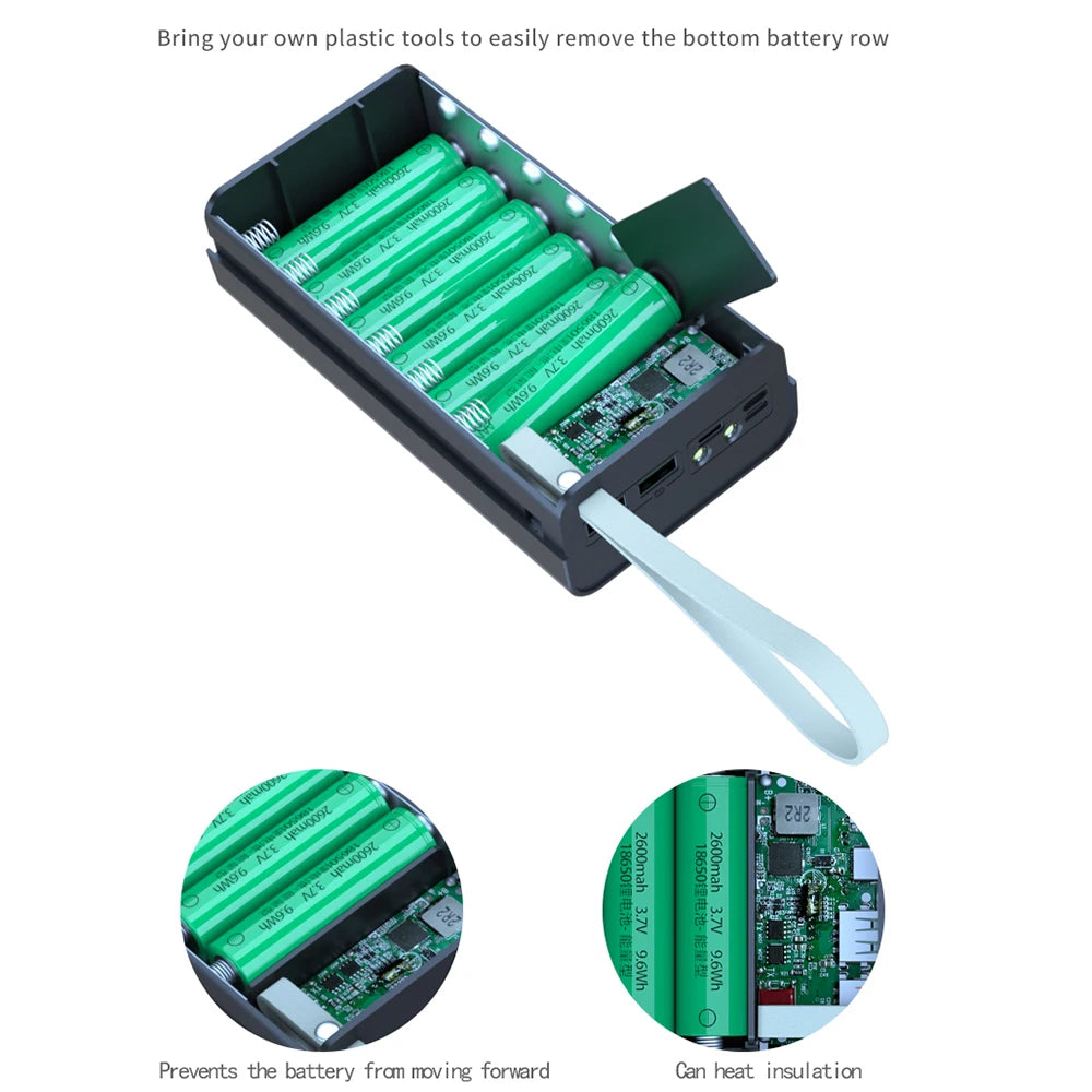 DIY Shell Case Mobile Phone Charger 5V Dual USB 12*18650 Power Bank Battery Box for Smart Phone MP3 Electronic Mobile Charging Zpaxo