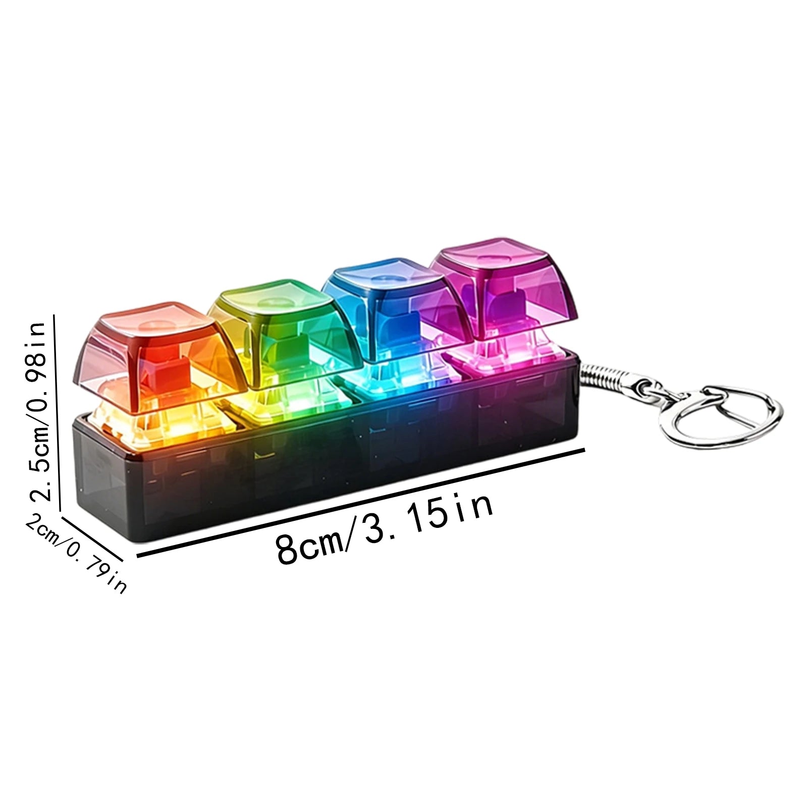 LED Keyboard Keychain Fidget Toy – Crystal Clicker Stress Relief Fidget Keychain Toy Zpaxo Black Transparent