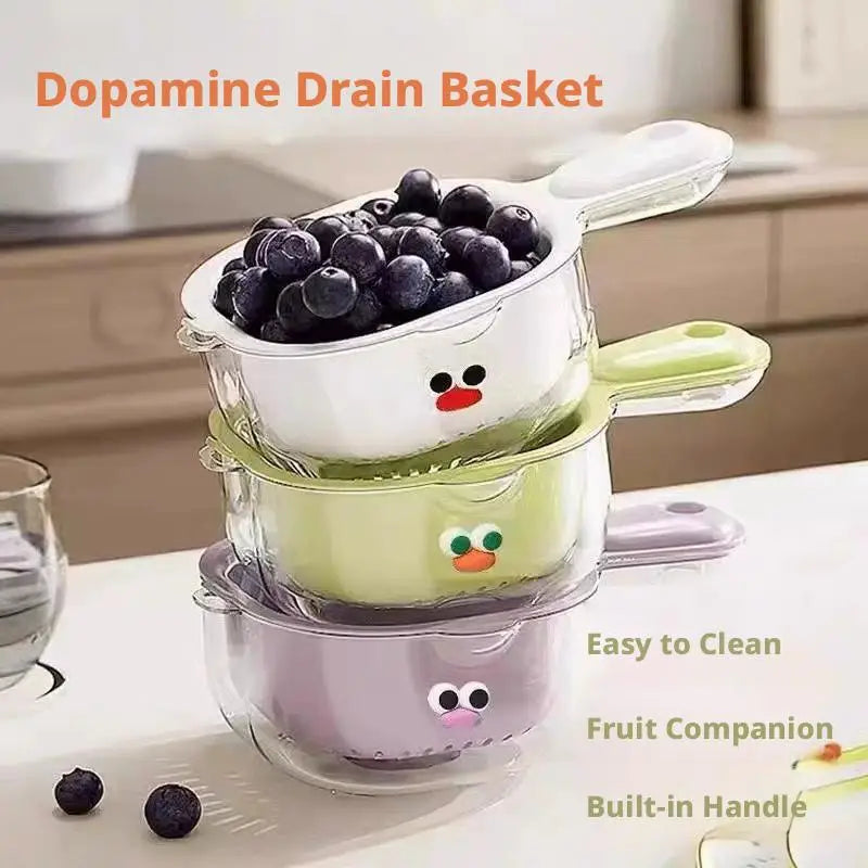 Fruit & Vegetable Wash Bowl with Colander Drain Basket Colander Drain Basket Zpaxo