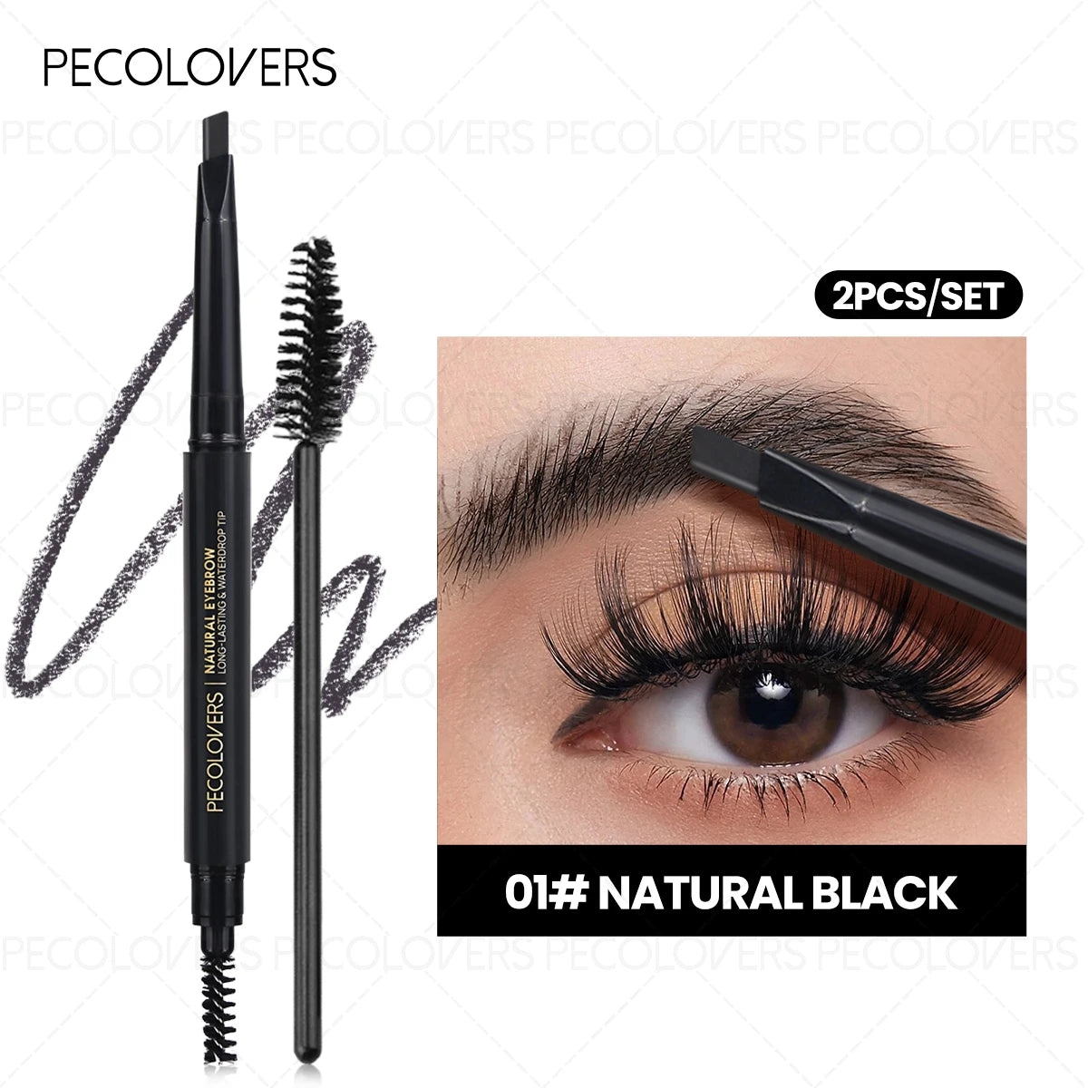 1PCS Waterproof Eyebrow Pencil with Eyebrow Brush, Accurate Makeup Application, Anti-smearing, Natural and Wild Eyebrows Zpaxo 01