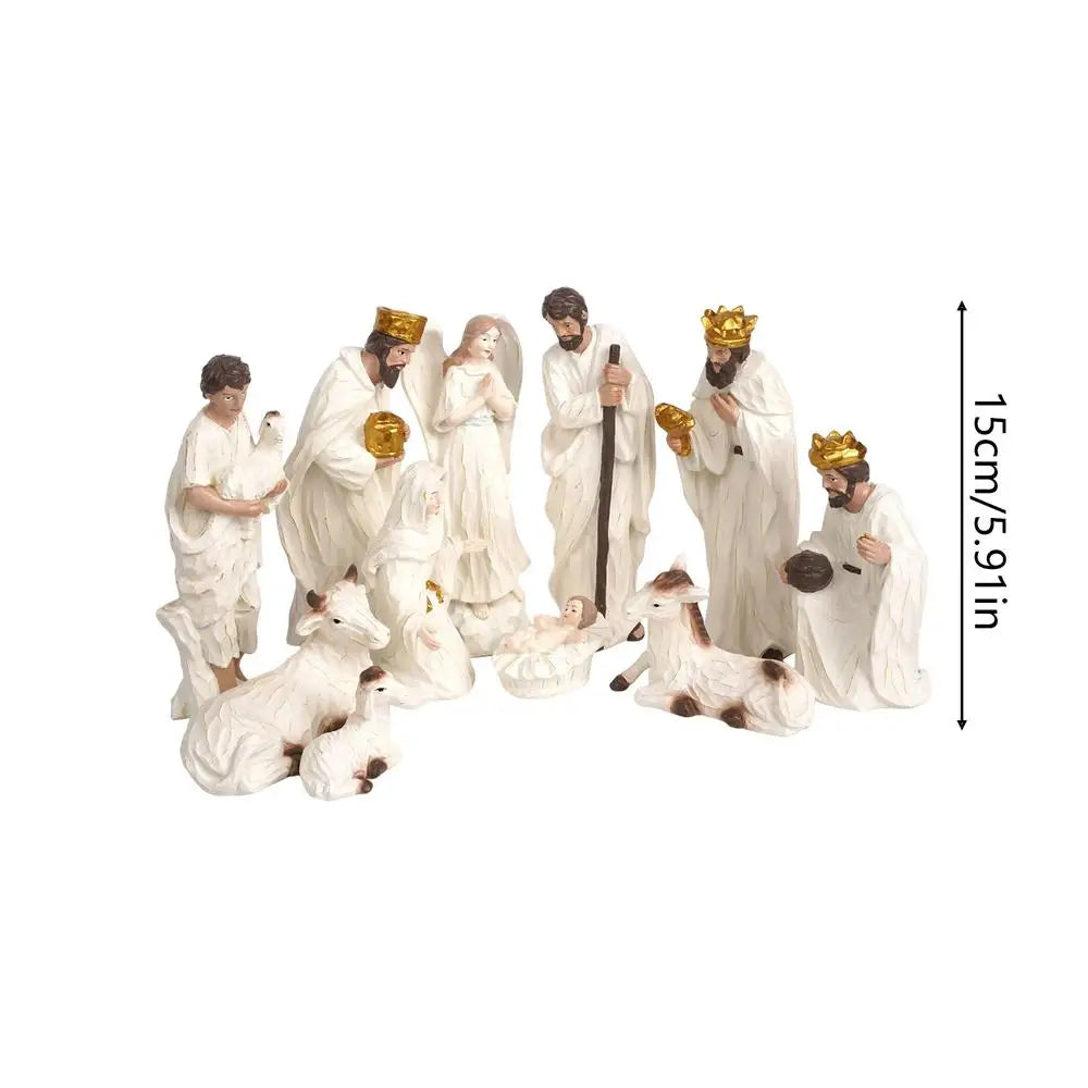 Nativity Figurines Resin Christmas Desktop Decoration Tabletop Religious Sculpture for Home Office Living Room Bedroom Fireplace Zpaxo A CN