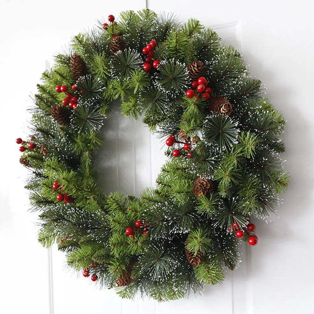 Christmas Hanging Garland Decorative Lighting Simulation Wreath Festival Theme Multifunctional Party New Year Decor Props Zpaxo