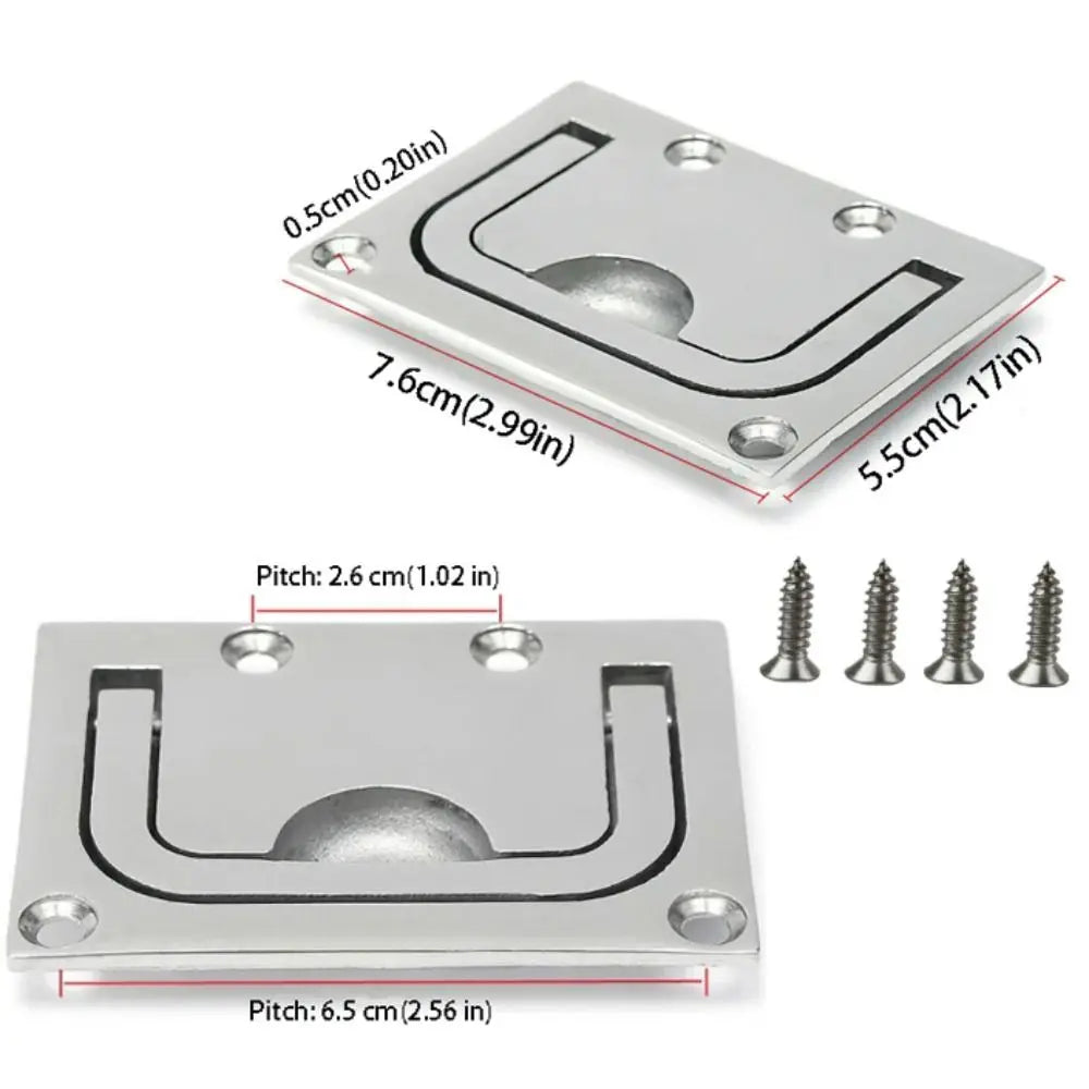 316 Stainless Steel Stainless Steel Pull Ring Mirror Finish 76x56mm Size Marine Hardware Square Shape Flush Fittings Zpaxo