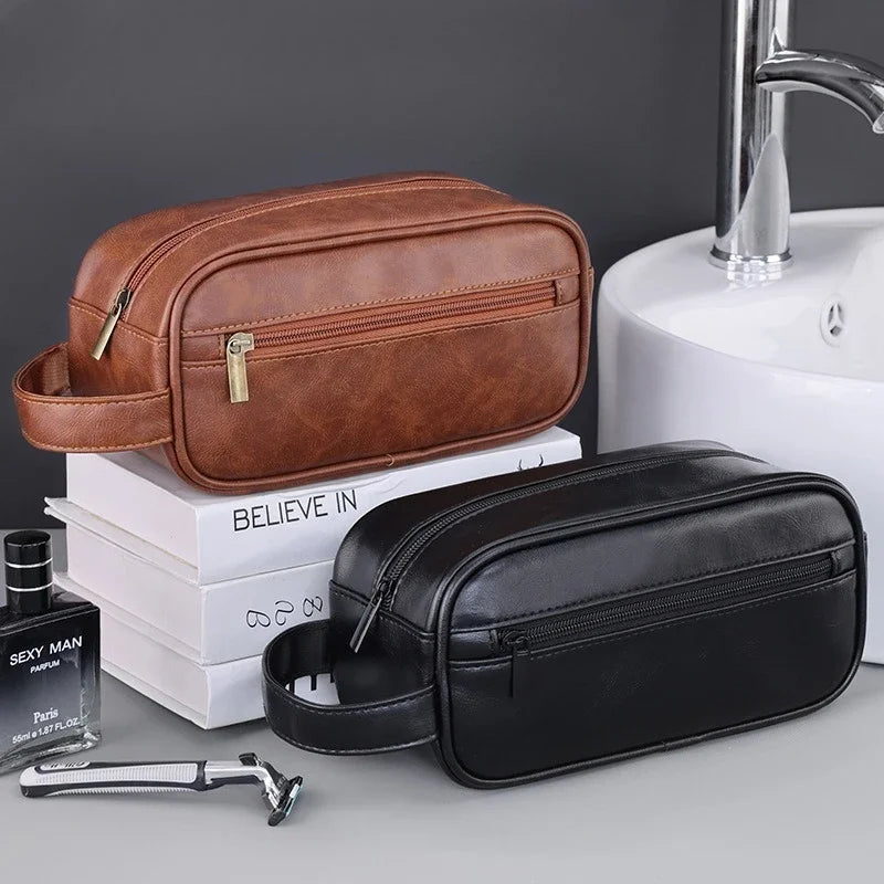 2026 Large Capacity Outdoor Men's Grooming Bag PU Portable Business Travel, Home Hand-held Makeup Storage Bag, High-end Feel Zpaxo