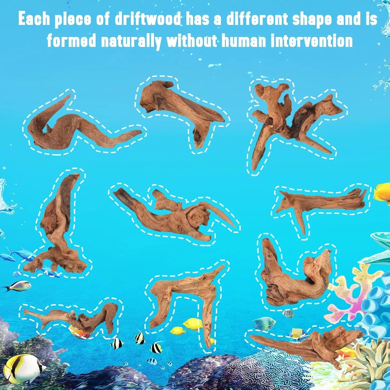3/6PCS Natural Small Driftwood for Aquarium Decor Fish Tank Decorations Decor Assorted Driftwood Branch Reptile Tank Wood Decor Zpaxo