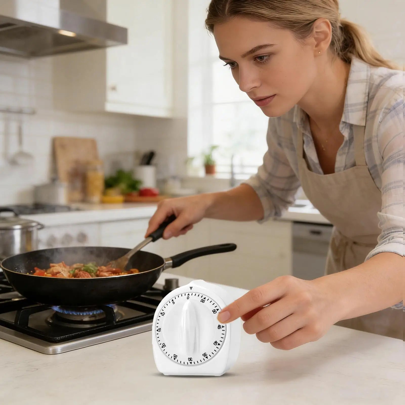 Cooking Timer Elderly 60-Min Wind Up Kitchen Loud Alarm Visual Baking