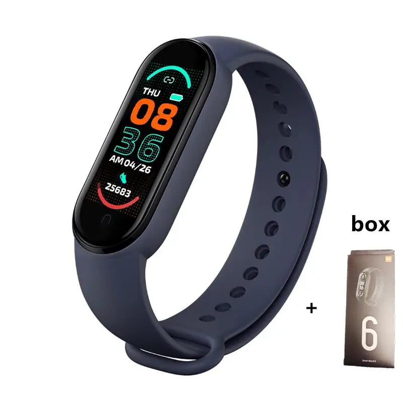 M6 Smart Band IP67 Waterproof Sport Watch Men and Woman Blood Pressure Heart Rate Monitor Fitness Smart Bracelet For Android Ios Zpaxo Blue with Original Box