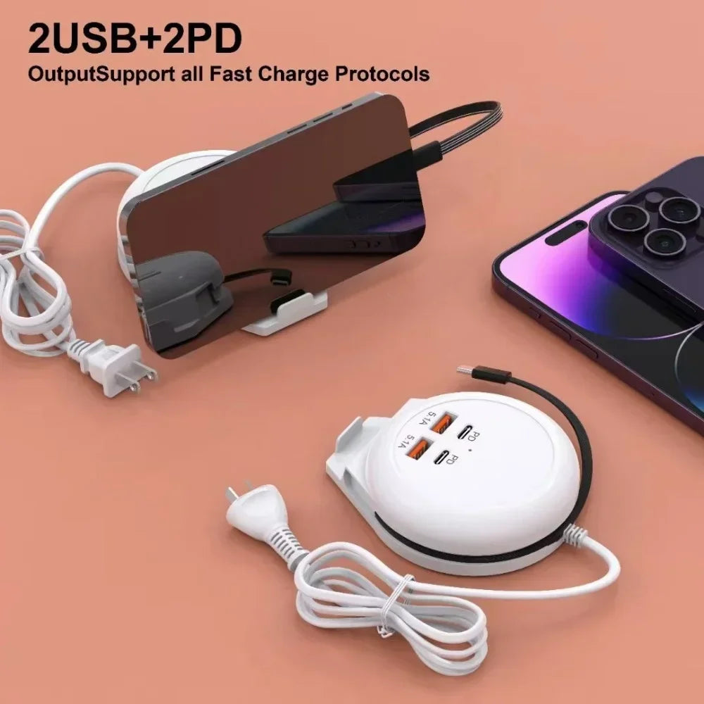 4-in-1 Fast Charger Power Strip – UK/US/EU Plugs, USB-C PD Travel Power Strip Zpaxo