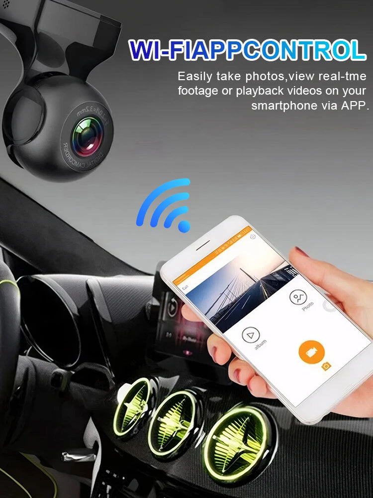 Car Dash Camera 1080P HD Driving Video Recorder Built-in Wifi Night