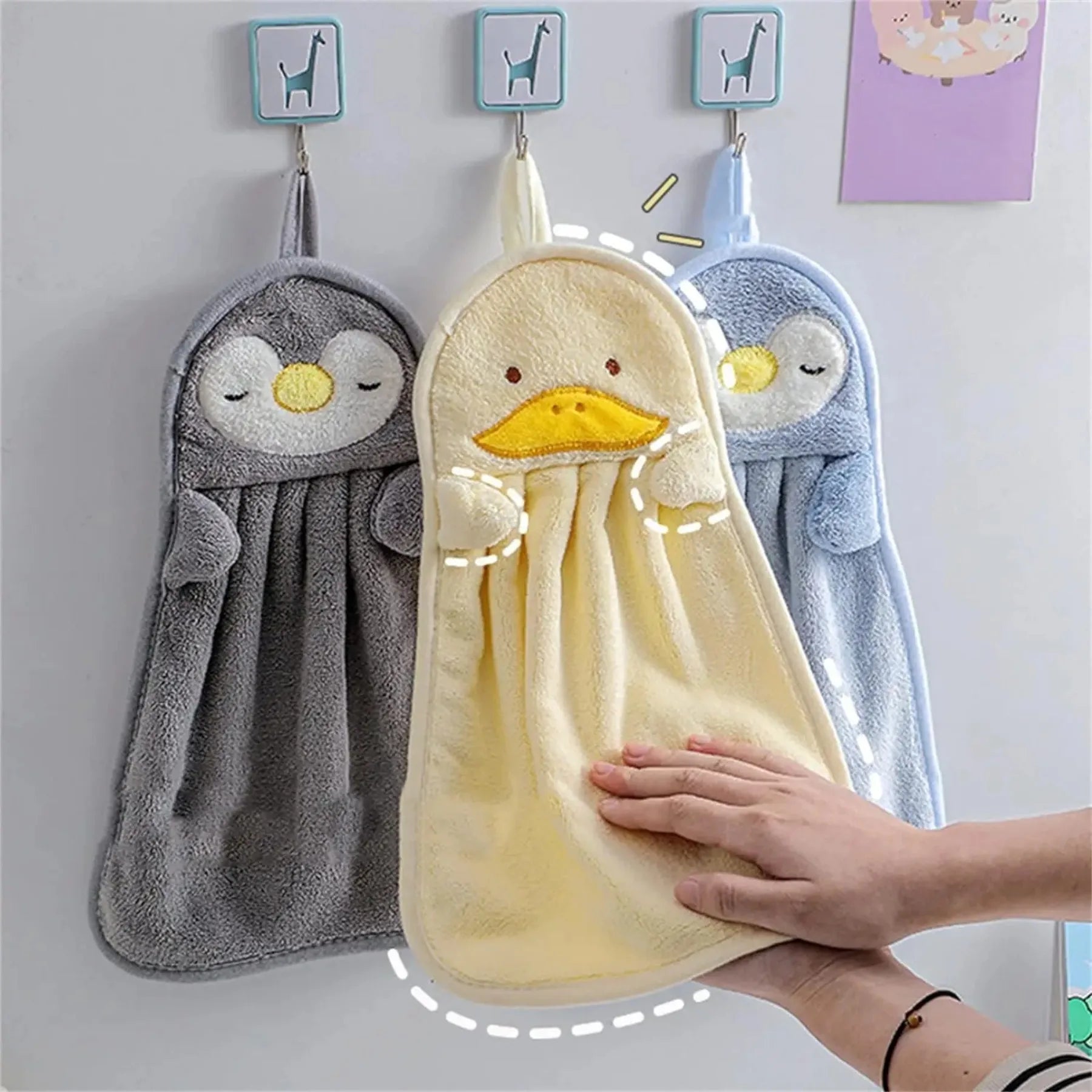 Cute Animal Hand Towens Hanging Loop Home Bathroom Kitchen Household