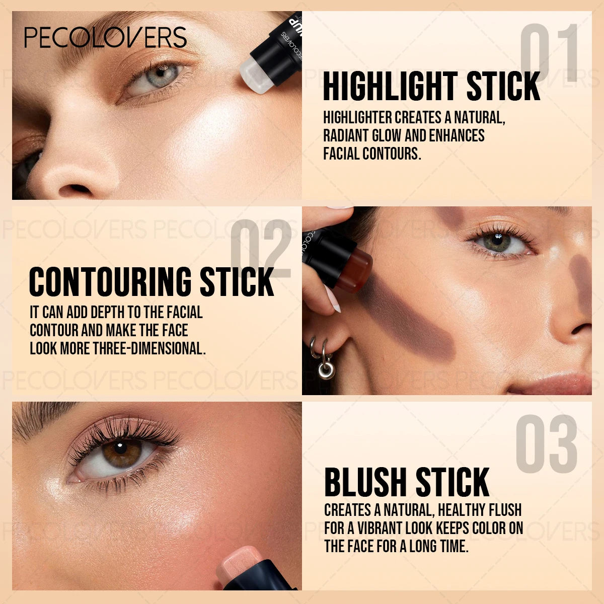 Pearlescent Glitter Stick Shine Waterproof Versatile Matte Contour