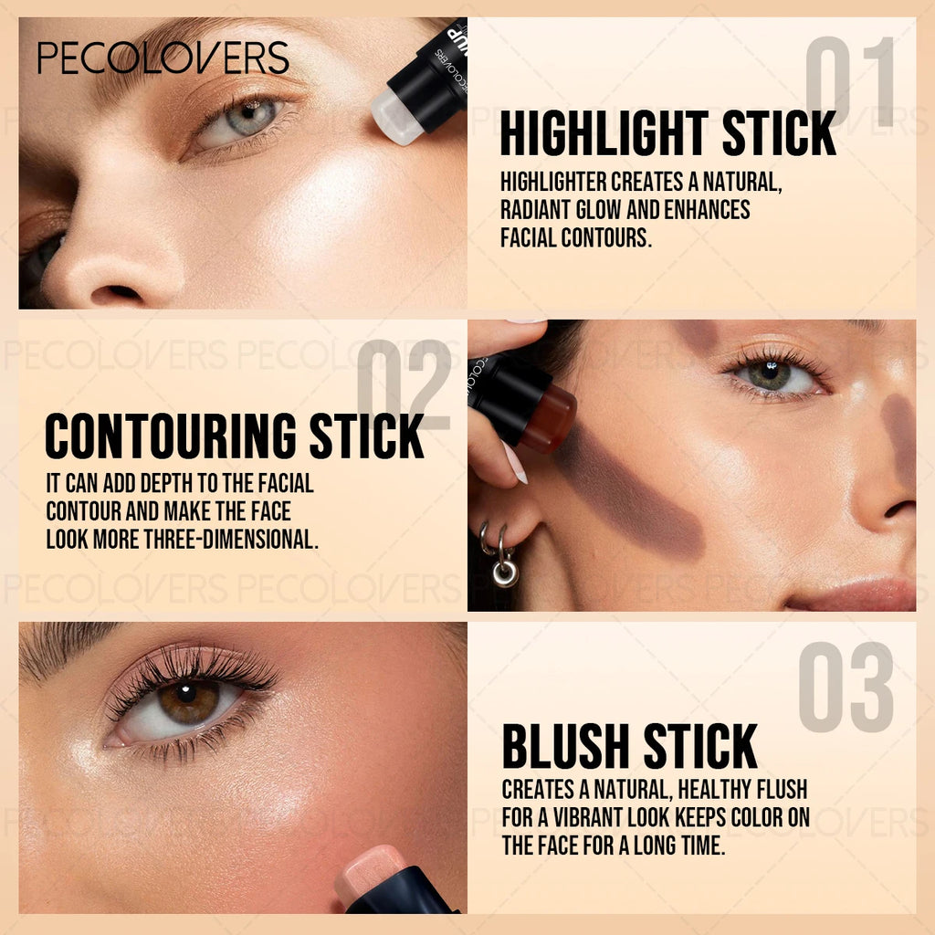 1PC Waterproof Glitter Highlighter Stick - Face & Body Shimmer with Long-Lasting Radiant Glow, Naturally Brightens Facial Zpaxo