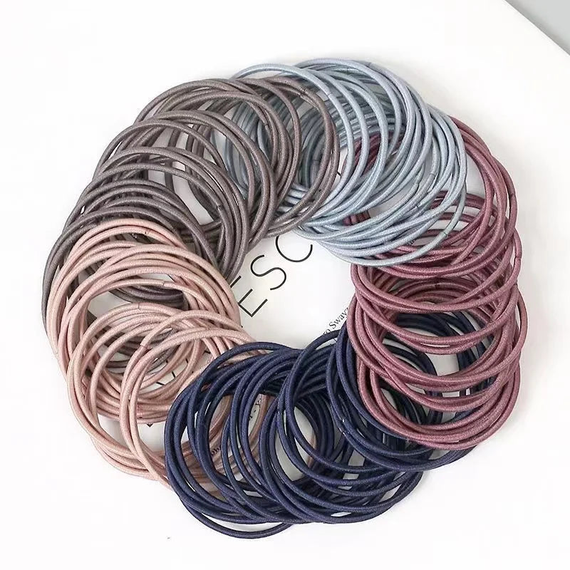 100PCS/Set Women 3.5CM Basic Nylon Elastic Hair Bands Ponytail Hair Scrunchie Rubber Bands Headband Hair Accessories Headwear Zpaxo
