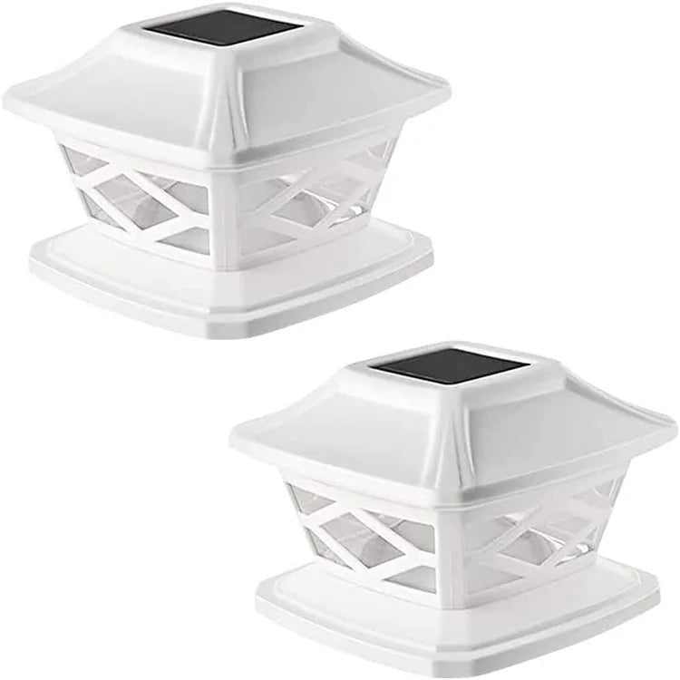 Solar Post Cap Lights, Outdoor Panel Lamp for Fence Deck, Garden Patio Posts, Waterproof Plywood LED Light, 4x4, 5x5, 6x6 Zpaxo 2PCS-S-White Warm Lighting