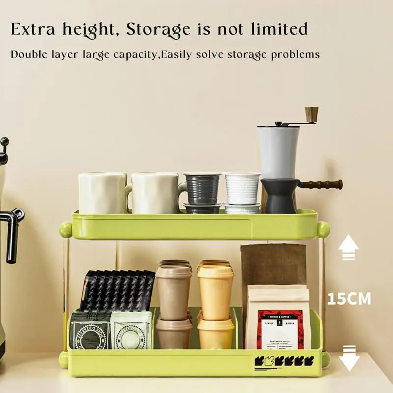 Desktop Cup Storage Rack 2 Tier Office And Household Large Capacity Cup Holder Cosmetics Jewelry Perfume Box Bathroom Shelf Zpaxo