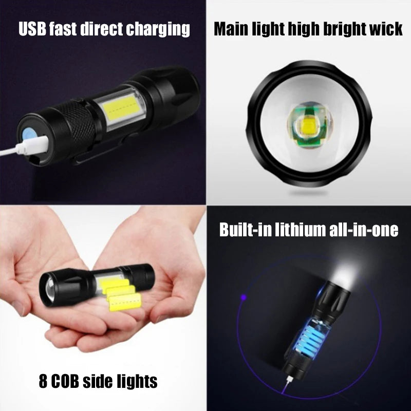 Mini UV LED Rechargeable Flashlight – 800LM, Waterproof, USB LED UV Flashlight Zpaxo