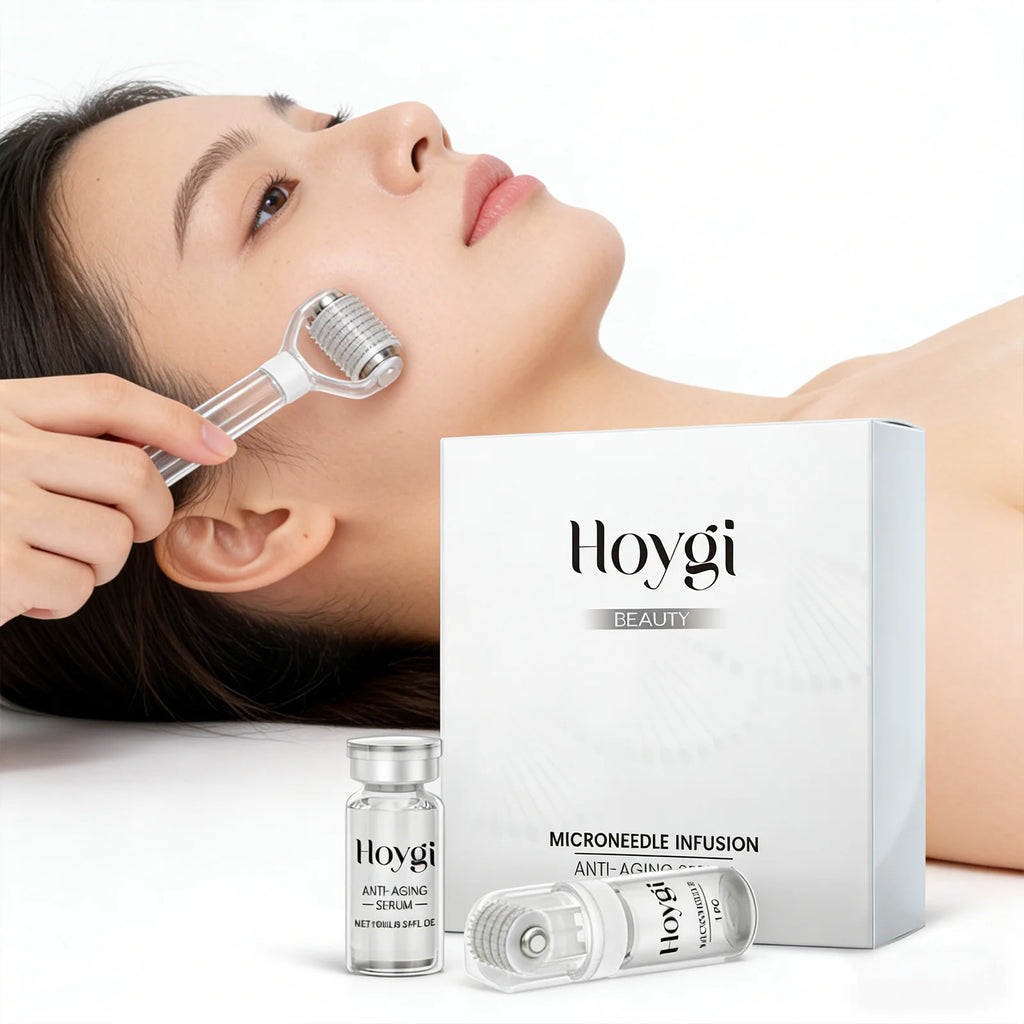 Facial Microneedle Roller Set 0.25mm Skincare Tool with Hyaluronic acid Moisturizing Serum for Deep Hydration Lock Moisturizer Zpaxo