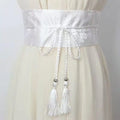 Vintage Floral Embroidered Wrap Belt – Bow Tie & Tassels