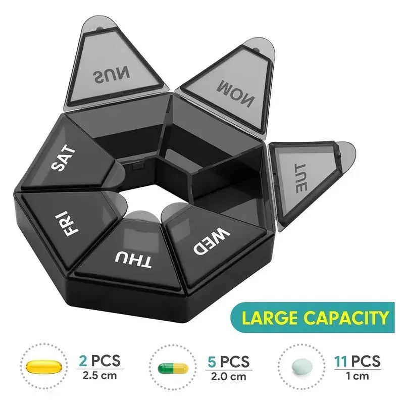 7-Day Portable Pill Organizer – Weekly Medicine Case | 3-Pack