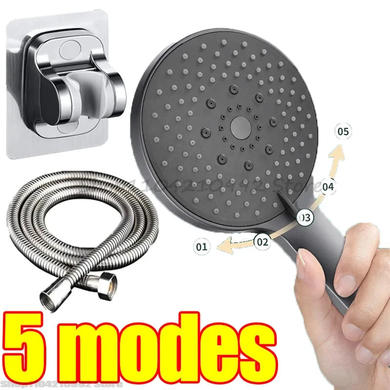 Large Screen Shower Head 5 Mode Portable Shower Accessories Bathroom Supplies Shower Knob Complete Set of Accessories Zpaxo