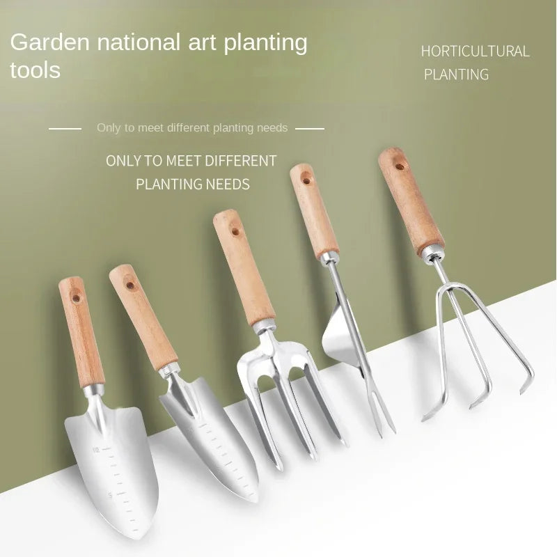 5-Piece Stainless Steel Garden Tool Set – Shovel & Rake Kit