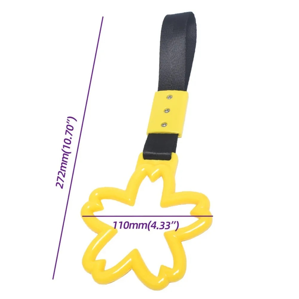 Cherry Blossom Car Handle Straps Pendant Warning Warning Hanging Ring Plastic Silver/Black Strap Car Crash Warning Strap Zpaxo