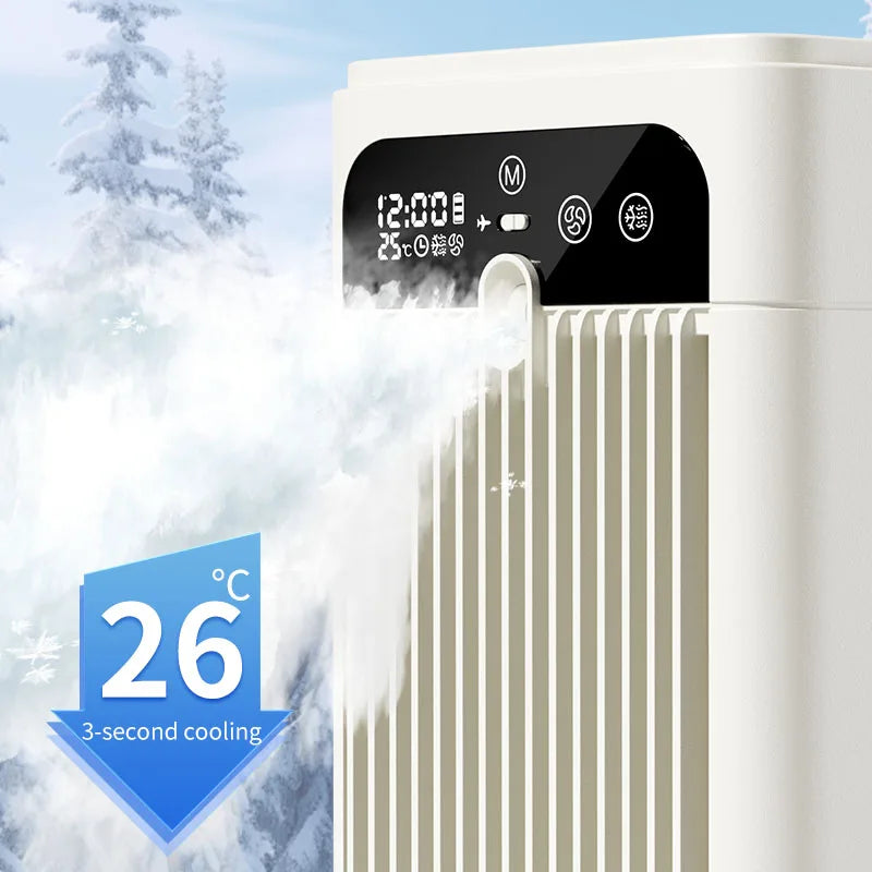 portable mist fan, spray cooling fan, rechargeable humidifier fan, digital display travel mist fan, safety lock portable fan Zpaxo