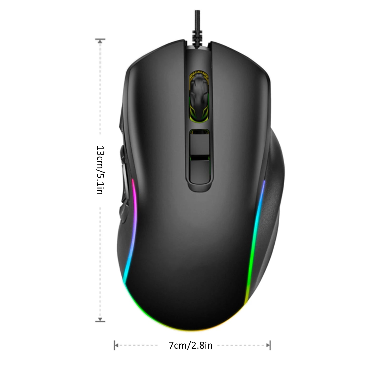 Wired Gaming Mouse DPI 800-12800 RGB Backlit 10 Programmable Buttons 14 Lighting Effects 6 Adjustable for PC Computer Zpaxo